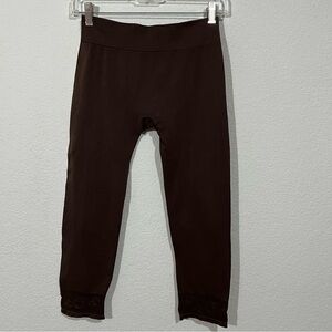 JO & co Jeans Chocolate Brown Lace Trim Capri Leggings New Medium